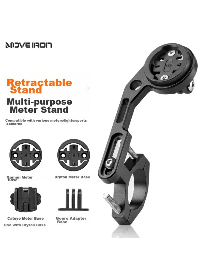 Move Iron Bicycle Handlebar Stem, Road Bike Mountain Bike Aluminum Alloy Extension Bracket, Bike Light, Action Camera, Multifunctional Adjustable Telescopic Bracket - Image 1