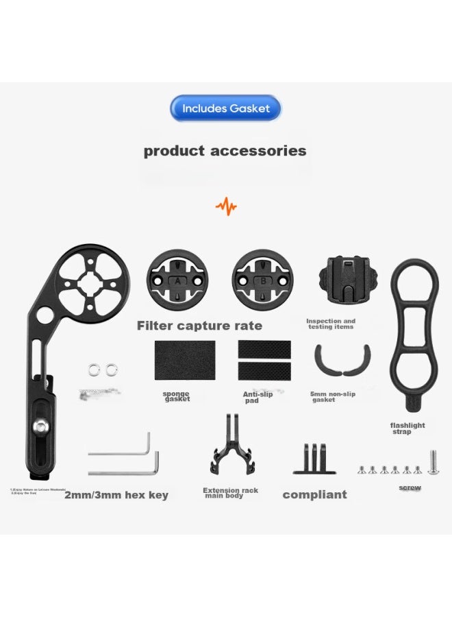 Move Iron Bicycle Handlebar Stem, Road Bike Mountain Bike Aluminum Alloy Extension Bracket, Bike Light, Action Camera, Multifunctional Adjustable Telescopic Bracket - Image 4