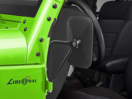 LIBERRWAY Doors Off Mirrors Compatible with Jeep Wrangler CJ TJ JK JL Rectangular Side Mirrors Off-road Mirror, 2 PACK - Image 5