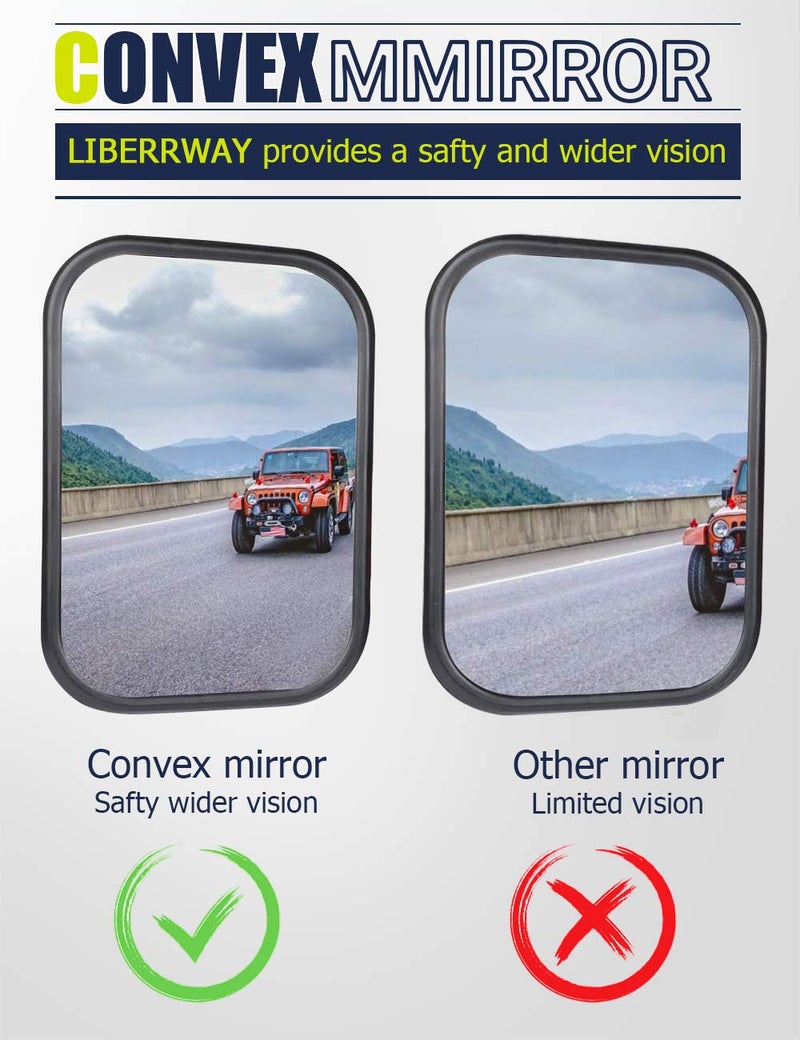 LIBERRWAY Doors Off Mirrors Compatible with Jeep Wrangler CJ TJ JK JL Rectangular Side Mirrors Off-road Mirror, 2 PACK - Image 2