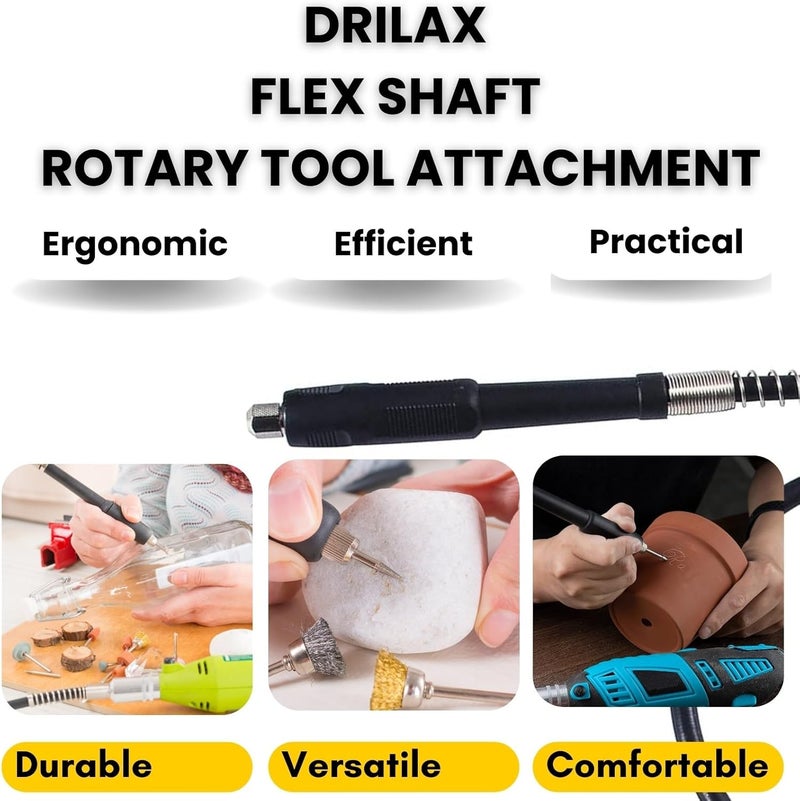 DRILAX 42" Flex Shaft Rotary Tool Attachment – Compatible with Dremel Flex Shaft Models 100, 200, 300, 3000, 4000, 4300, 8220, 8240, 8250, 8260 – Precision Extension Shaft for Carving & Engraving - Image 4