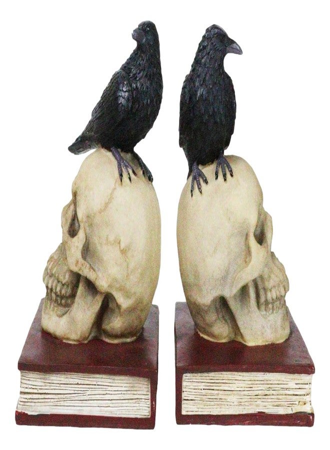 Ebros Gift Ebros Edgar Allan Poe Harbinger of Doom and Bad Omens Raven Crow Perching On Skull with Ancient Book Pair of Bookends Statue 7.5" Tall Bibliography Gothic Macabre Ossuary Figurine As Halloween Decor - Image 4