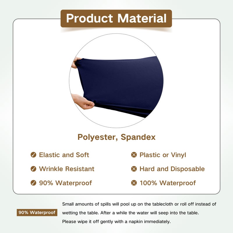Nacuci Square Fitted Table Cover Elastic Tablecloth Stretch Spandex Table Top Cover Table Topper Cap for Dining Kitchen Home Party Navy 34X34 Inch - Image 5