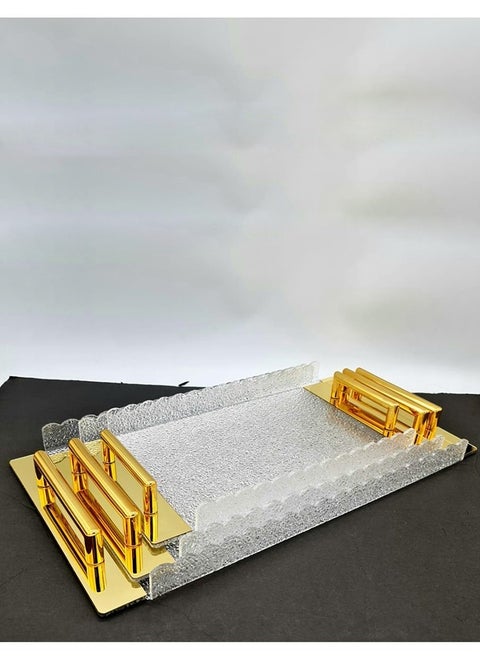 Serving Trays Set, Modern Design,  Clear\Gold