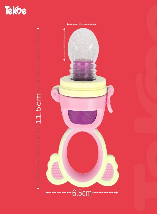 Tekme Silicone Food/Fruit Nibbler with Rotating Roll to Push Food, Baby Fruit Feeder Nibbler for 6 to 12 Months, Pacifier/Feeder/Teether for Baby & Infant (Yellow-Purple) - Image 5