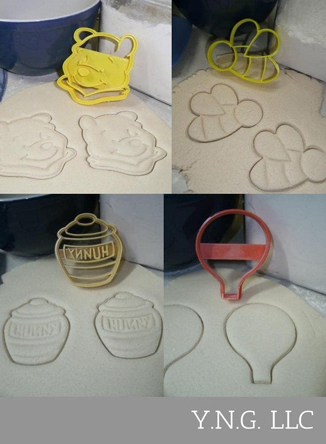 YNGLLC WINNIE THE POOH ADVENTURE THEME BALLOON HUNNY HONEY POT SET OF 4 COOKIE CUTTERS MADE IN USA PR1064 - Image 2