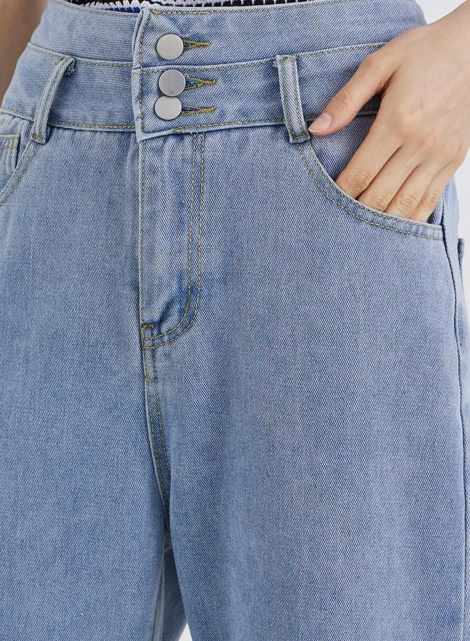 Take Two Take Two Mid Rise Regular Fit  Jeans with Waist Buttons Details