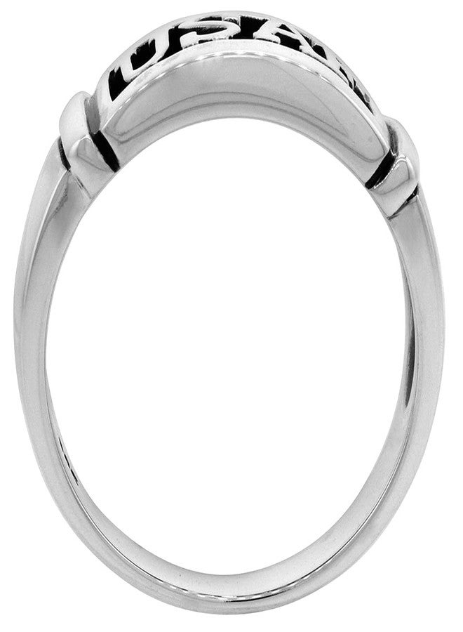 سابرينا سيلفر خاتم سلاح الجو من الفضة الإسترلينية للرجال والنساء، مصقول للغاية، صلب، عرض 3/8 بوصة، مقاس 9 - Image 2