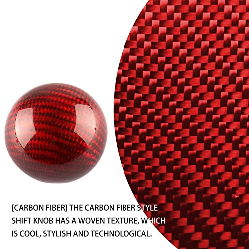 YIUIY Round Ball Shift Knob 5 6 Speed Carbon Fiber Gear Shifter Knob for Manual Automatic Vehicles with Adapters M12x1.25 M8x1.25, M10x1.25, M10x1.5 (Red) - Image 5
