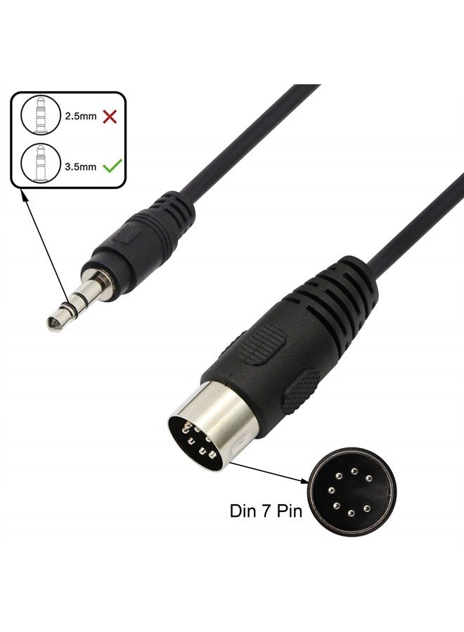 Din 7 Pin Cable 10 FT,7 Pin Din Midi Male to 3.5mm TRS Stereo Male Audio Conversion Line,Compatible MP3,PC, Any Other Stereo Device with Din 7 Connection