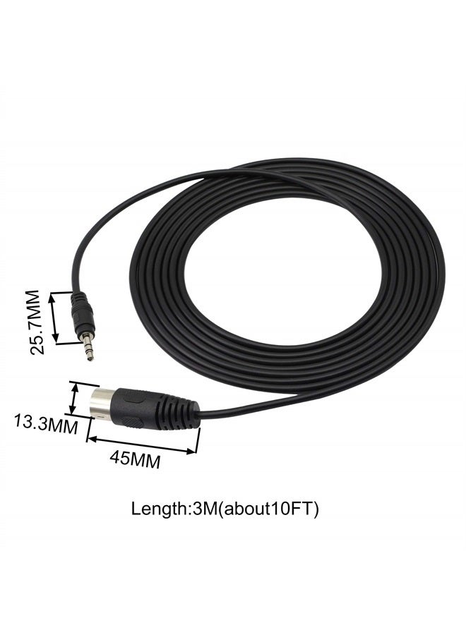 Din 7 Pin Cable 10 FT,7 Pin Din Midi Male to 3.5mm TRS Stereo Male Audio Conversion Line,Compatible MP3,PC, Any Other Stereo Device with Din 7 Connection