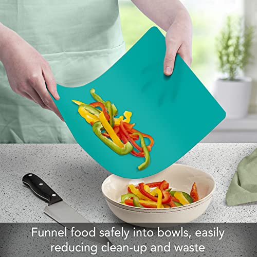 Counterart Cut N' Funnel Multi-Color Flexible Plastic Cutting Board Mats 4 Pack Made in the USA Colored Coded, BPA Free, 11.5” x 15” - Image 2