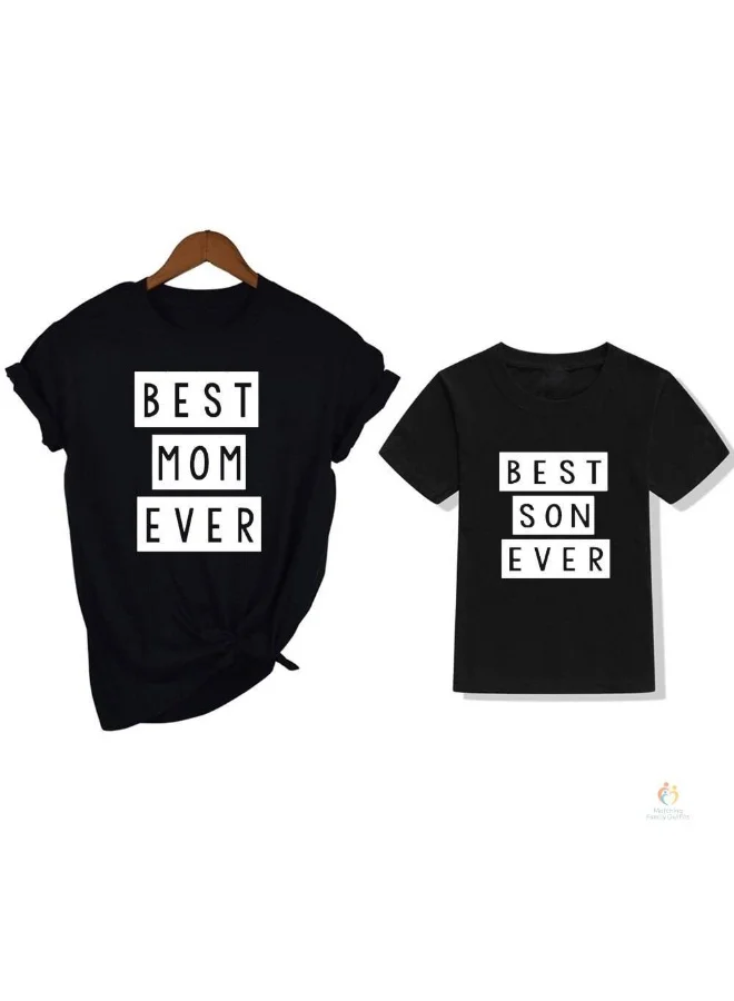 Best Mom Ever Printed Black T-Shirt for Baby Boys and Mother | Matching Family Outfit | Stylish Cotton Short Sleeve Top | Casual Mother-Son Combo Tee for Everyday & Photoshoots