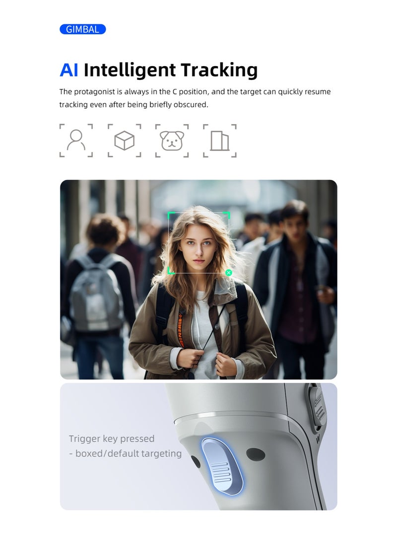 TOKQI Gimbal Stabilizer for Smartphones, 3-axis Phone Gimbal for Android & iPhone, Phone Stabilizer for Video Recording with Face/Object Tracking - Image 4