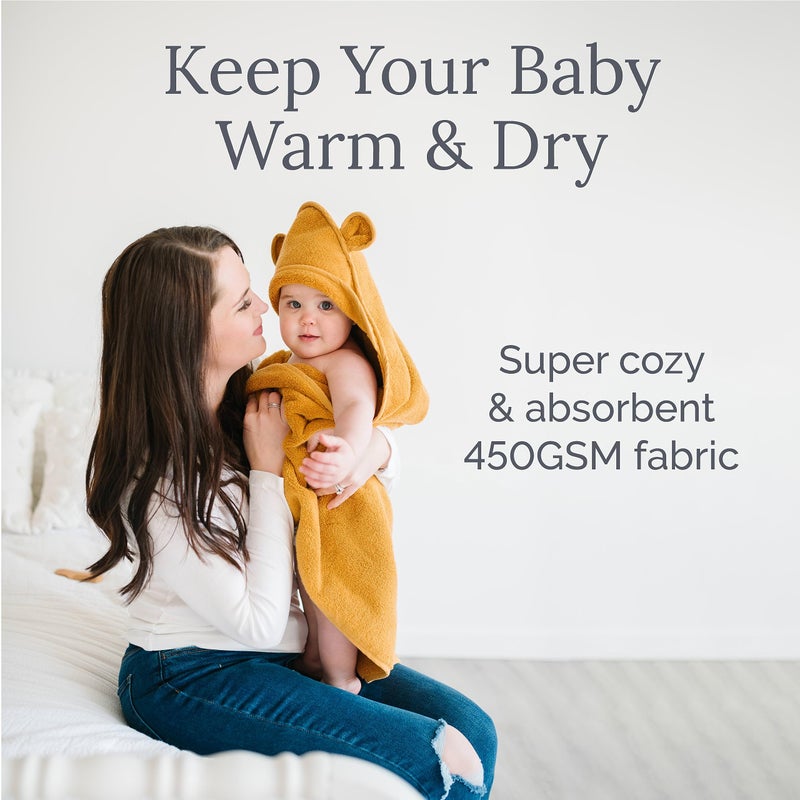 Natemia Hooded Baby Bath Towel - 100% Organic Cotton Baby Towels for Newborns, Toddlers, Boys, Girls - Soft Absorbent 450 GSM - Gentle on Sensitive Skin - Baby Shower Registry Gift (35" x 35") - Image 5