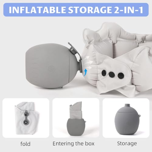HANNEA® Inflatable Neck Pillow for Travelling U-Shaped Cervical Pillow for Neck Pain Packable Travel Sleep Neck Support with Storage Case Summer Breathable Cool Touch Headrest Pillow - Image 3