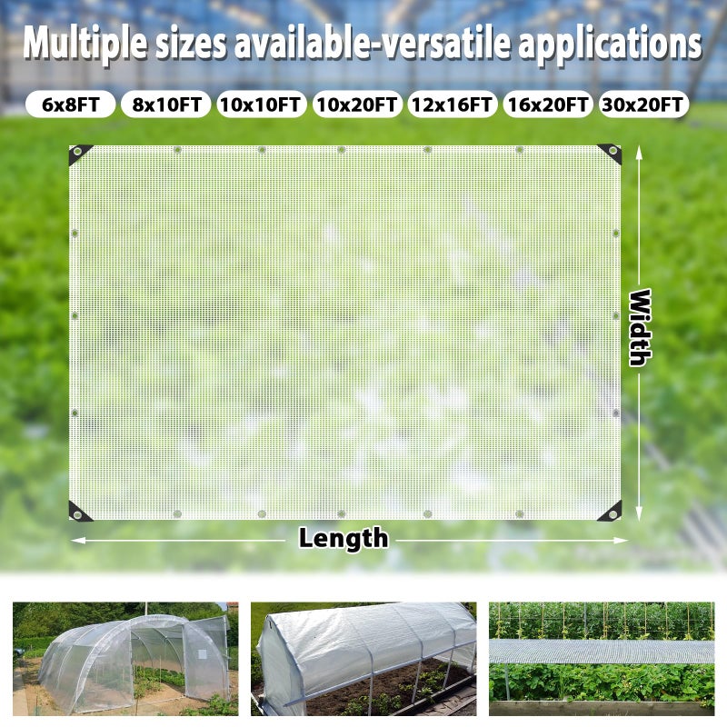 ANGAR 16 Mil Clear Greenhouse Tarp, 6x8FT Heavy Duty Waterproof Clear Tarps with Grommets, UV Resistant Greenhouse Replacement Poly Cover, for Gardening, Farming, Chicken Coops, Canopy,Outdoor - Image 4