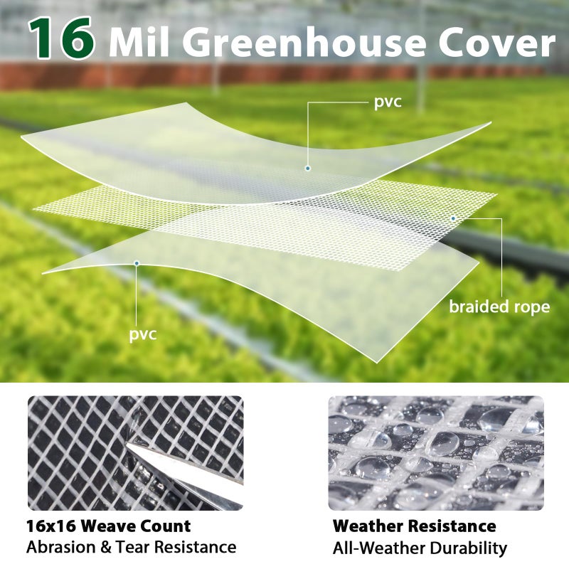 ANGAR 16 Mil Clear Greenhouse Tarp, 6x8FT Heavy Duty Waterproof Clear Tarps with Grommets, UV Resistant Greenhouse Replacement Poly Cover, for Gardening, Farming, Chicken Coops, Canopy,Outdoor - Image 2