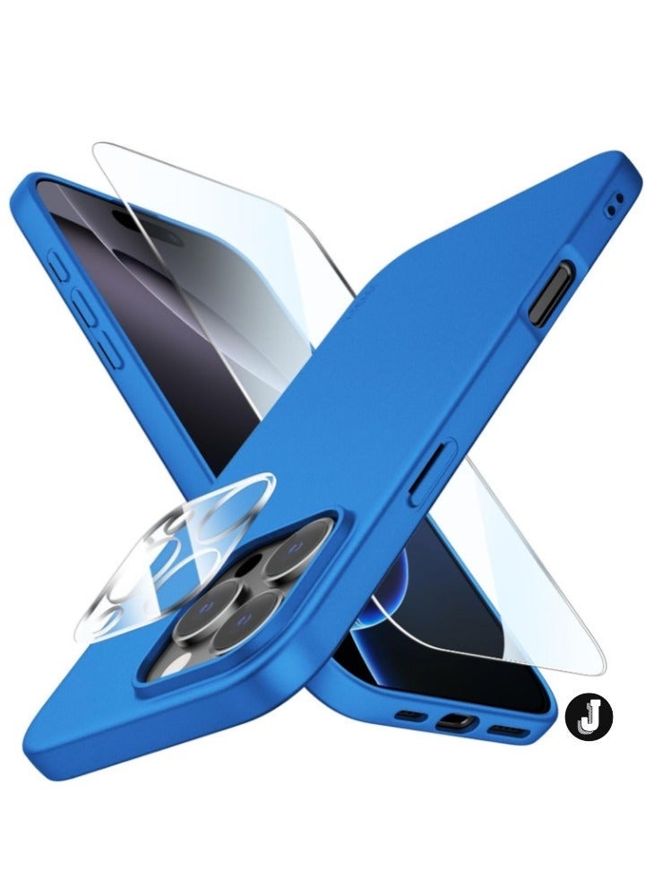 NEW "iPhone 16 Pro Max Case – Ultra-Thin Matte Blue Cover with Camera Lens & Screen Protectors, Slim Shockproof Soft Touch"