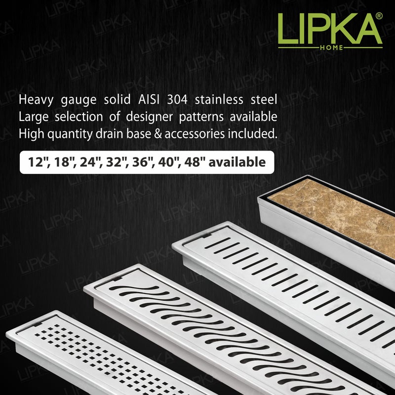 LIPKA Shower Drain 48 x 4 Inches with Tile Insert 2-in 1 Panel | AISI 304 Stainless Steel |Linear Drain Shower Water Drain Channel/Invisible Waste Water Floor Drain with Side Hole & Cockroach Trap - Image 5