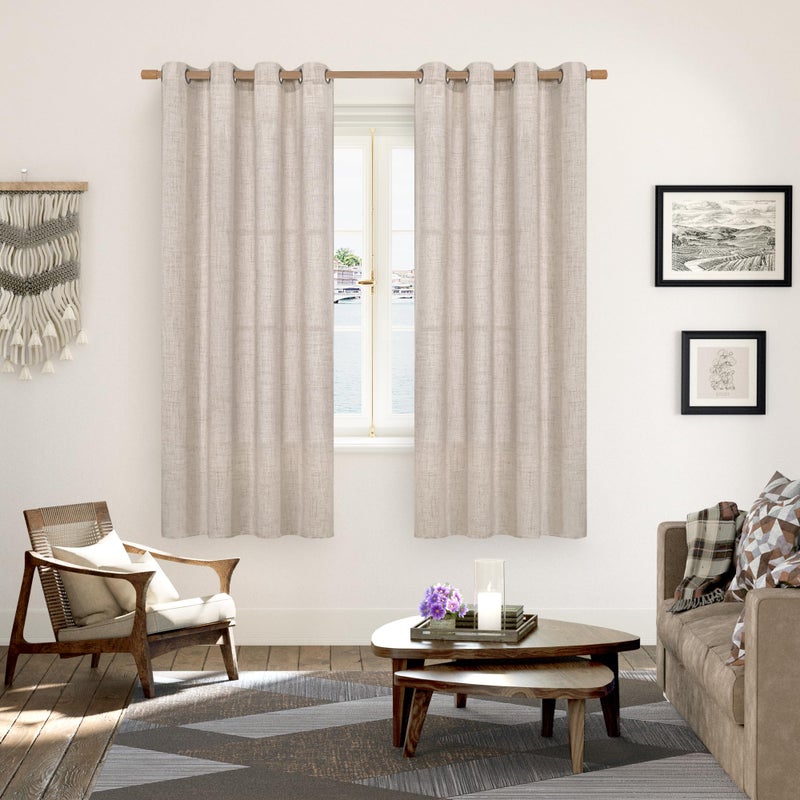 YoungsTex Natural Linen Curtains 72 Inch Long 2 Panels for Living Room, Light Filtering Drapes Textured with Bronze Grommet for Bedroom Country Decorative Burlap, 52 X 72 Inch - Image 2