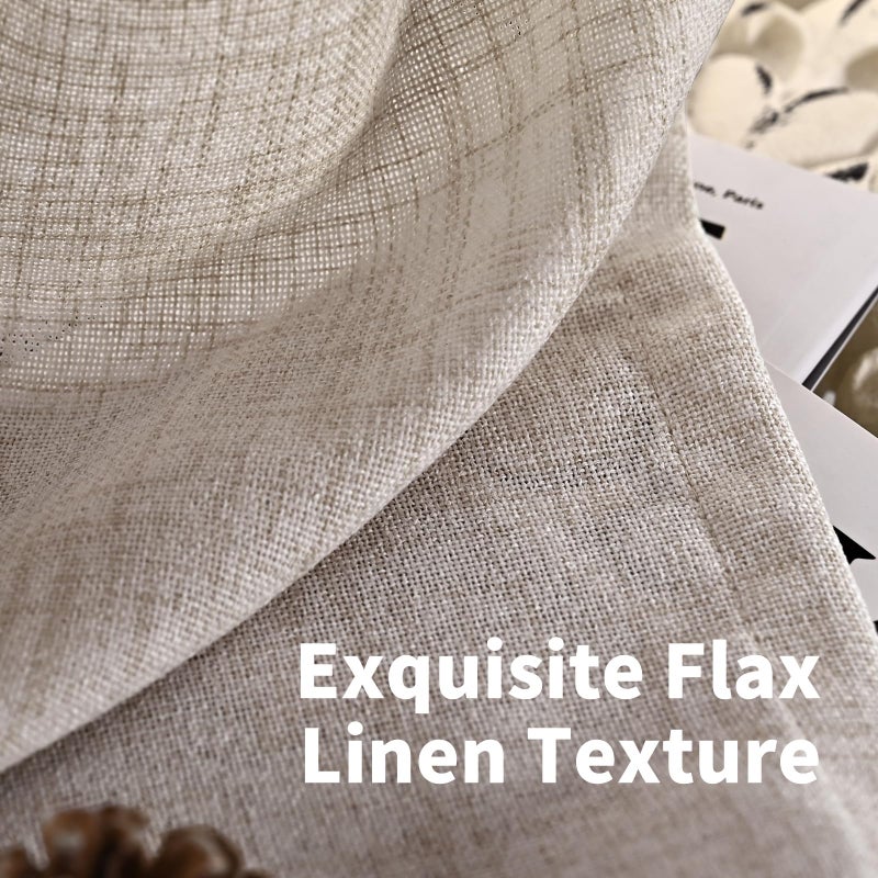 YoungsTex Natural Linen Curtains 72 Inch Long 2 Panels for Living Room, Light Filtering Drapes Textured with Bronze Grommet for Bedroom Country Decorative Burlap, 52 X 72 Inch - Image 4