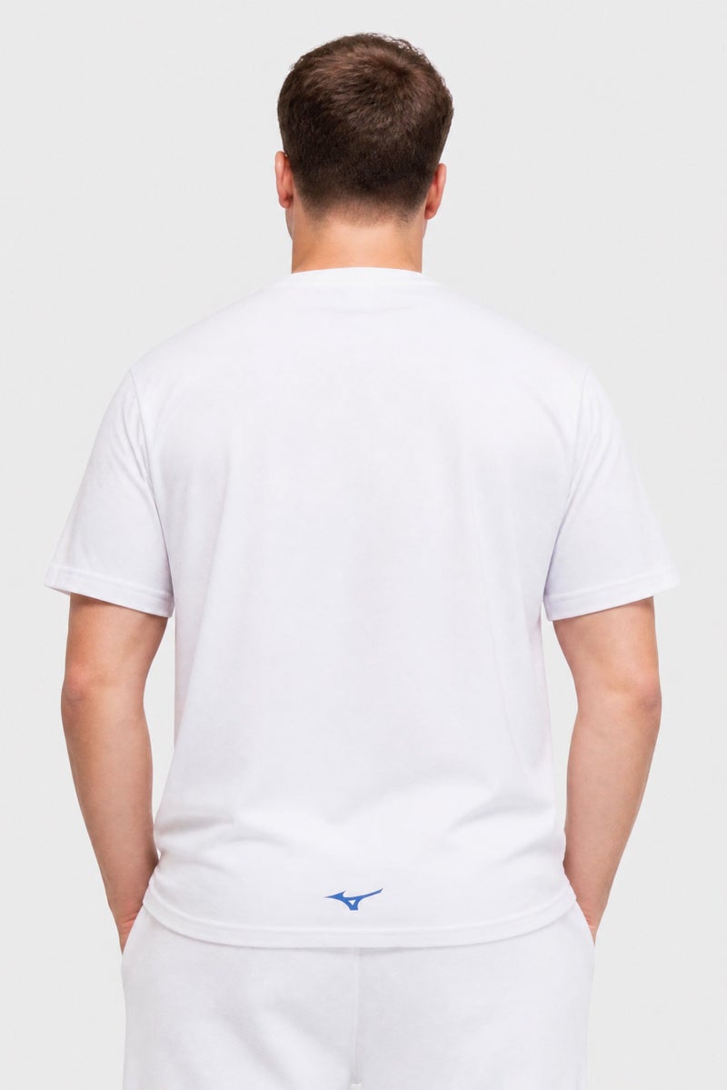 Mizuno Men Sportswear Fit Short Sleeve Outdoor T-Shirt, White - Image 4