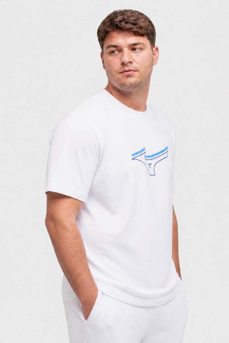 Mizuno Men Sportswear Fit Short Sleeve Outdoor T-Shirt, White - Image 3