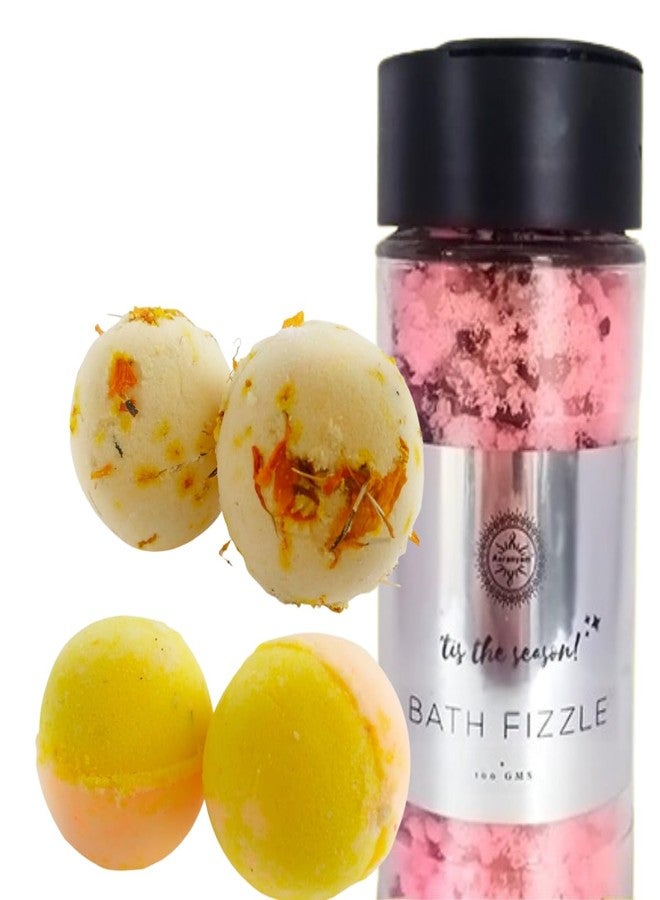 Aaranyam | Mallow Yellow gifts for women Men - Callendula, refreshing Citrus & bath Fizzle |Refreshing hot water bath bomb hydrating moisturizing (75 g) each pack of 4 - Image 2