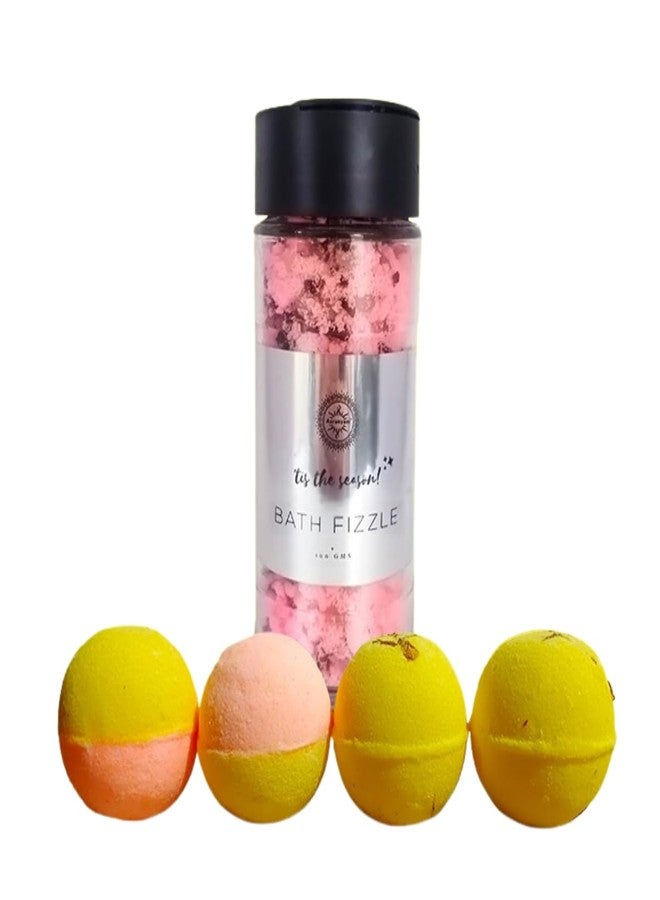 Aaranyam | Mallow Yellow gifts for women Men - Callendula, refreshing Citrus & bath Fizzle |Refreshing hot water bath bomb hydrating moisturizing (75 g) each pack of 4 - Image 1