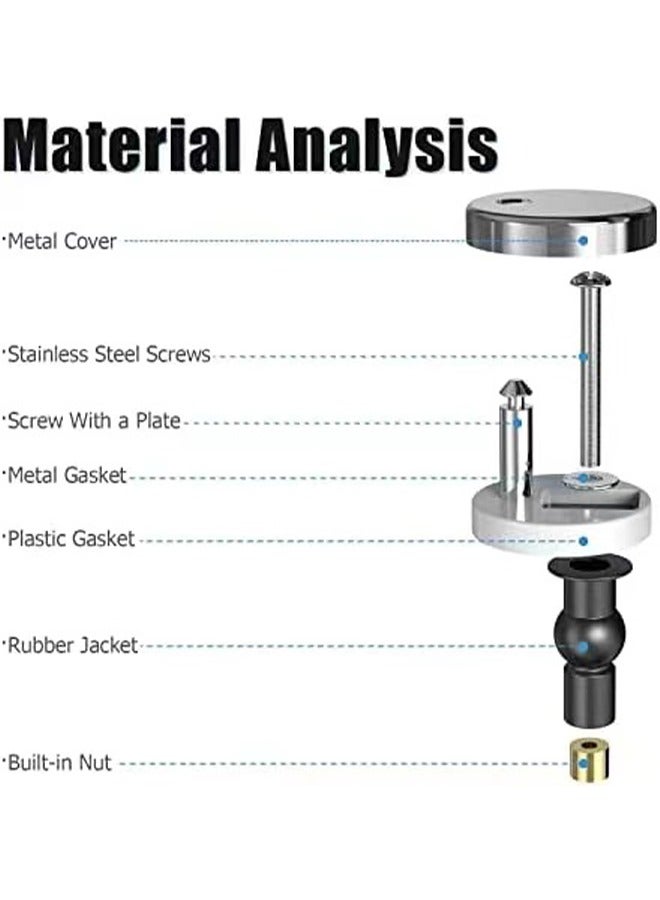 Upgraded 2 Full set Toilet Seat Hinge Fixings Top Fix Nuts Screws Quick Release Hinges Fittings Rubber Back To Wall For Toilet Seat Hinges Replacement - Image 3