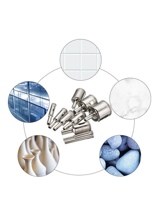 Loquat 15-Piece Diamond Hole Saw Drill Bit Set Silver 12.00X4.00X10.00cm - Image 3