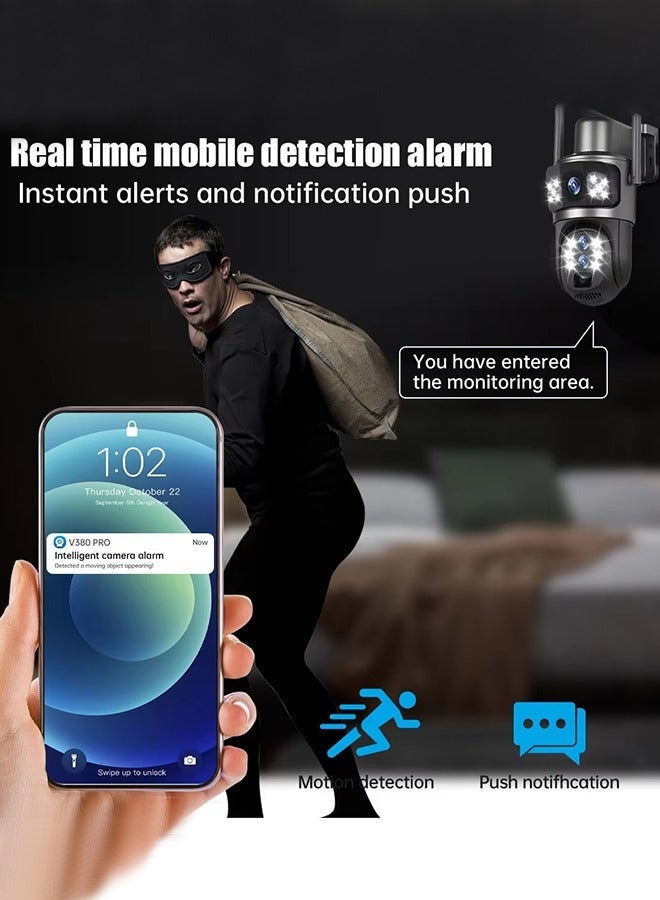 Triple-Lens 10X Zoom 4G Solar Security Camera - 6K 12MP Outdoor Surveillance with 360° Auto Tracking, 128GB SD Card & SIM Support (V380 Pro) - Image 5