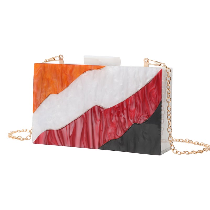 Ladies Evening Bag Striped Stitching Acrylic Bag Trendy Fashion Clutch Bag For E-Commerce - Image 1