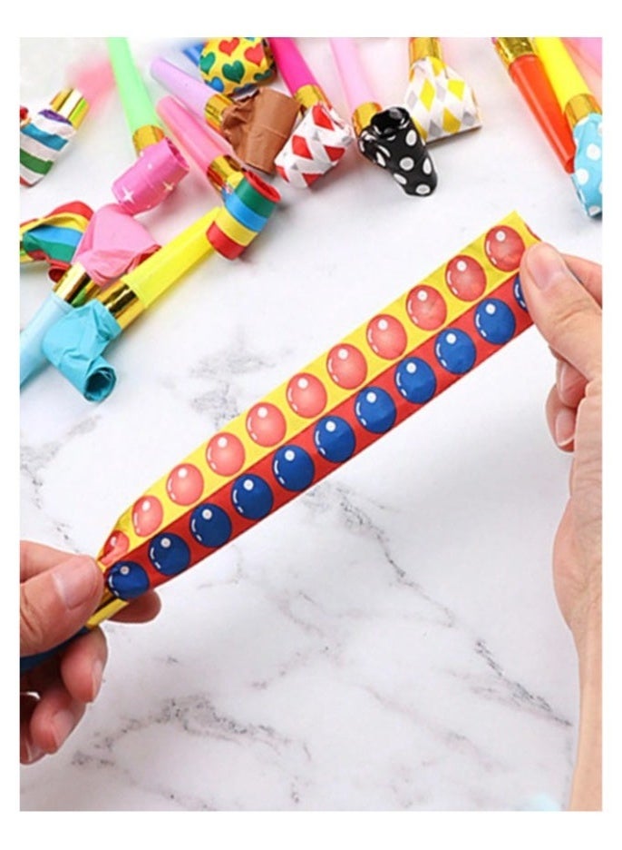 Colored Paper Blowing Whistles for Birthday, Graduation and New Baby Parties, Expanding Blowing Whistles, 25 Colorful Pieces - Image 5