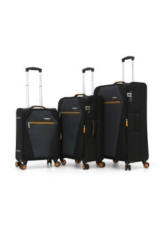 GIORDANO Giordano Softside Luggage Trolley Bag 3 Pieces set,Black (S-20,M-24,L-28 Inch)  - Image 1