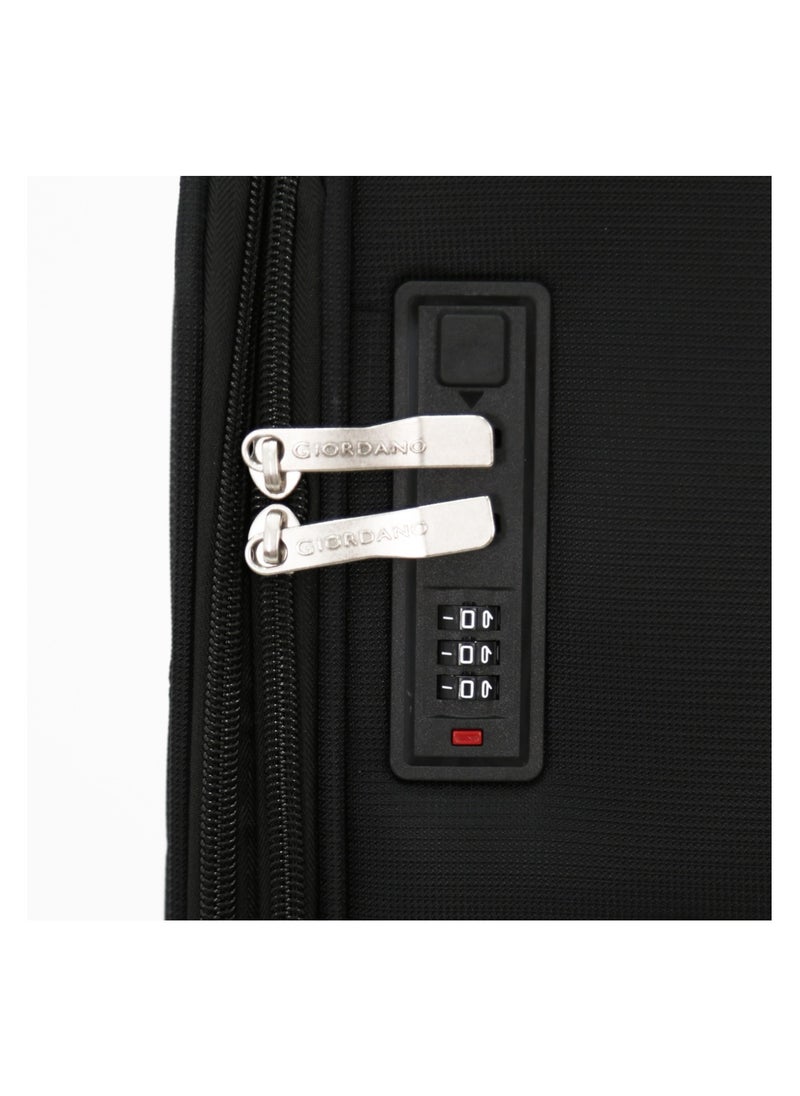 GIORDANO Giordano Softside Luggage Trolley Bag 3 Pieces set,Black (S-20,M-24,L-28 Inch)  - Image 4
