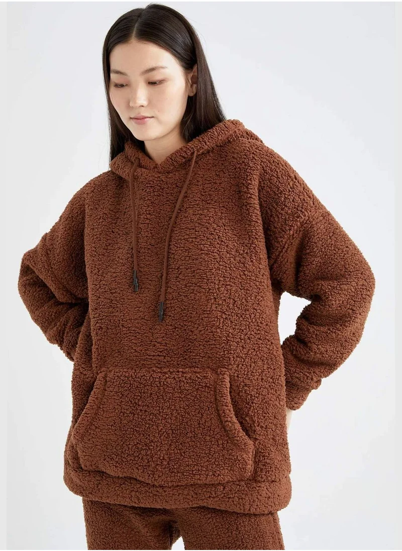 DeFacto Oversize Long Sleeve Sweatshirt With Kangaroo Pockets