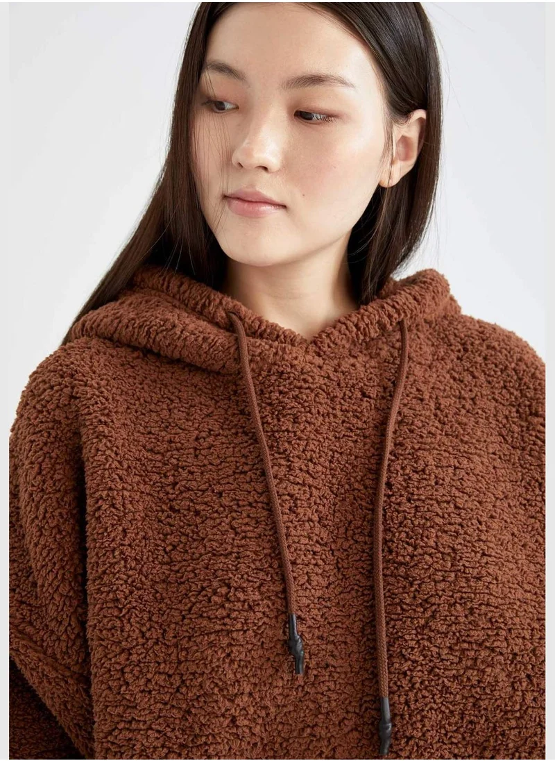 DeFacto Oversize Long Sleeve Sweatshirt With Kangaroo Pockets
