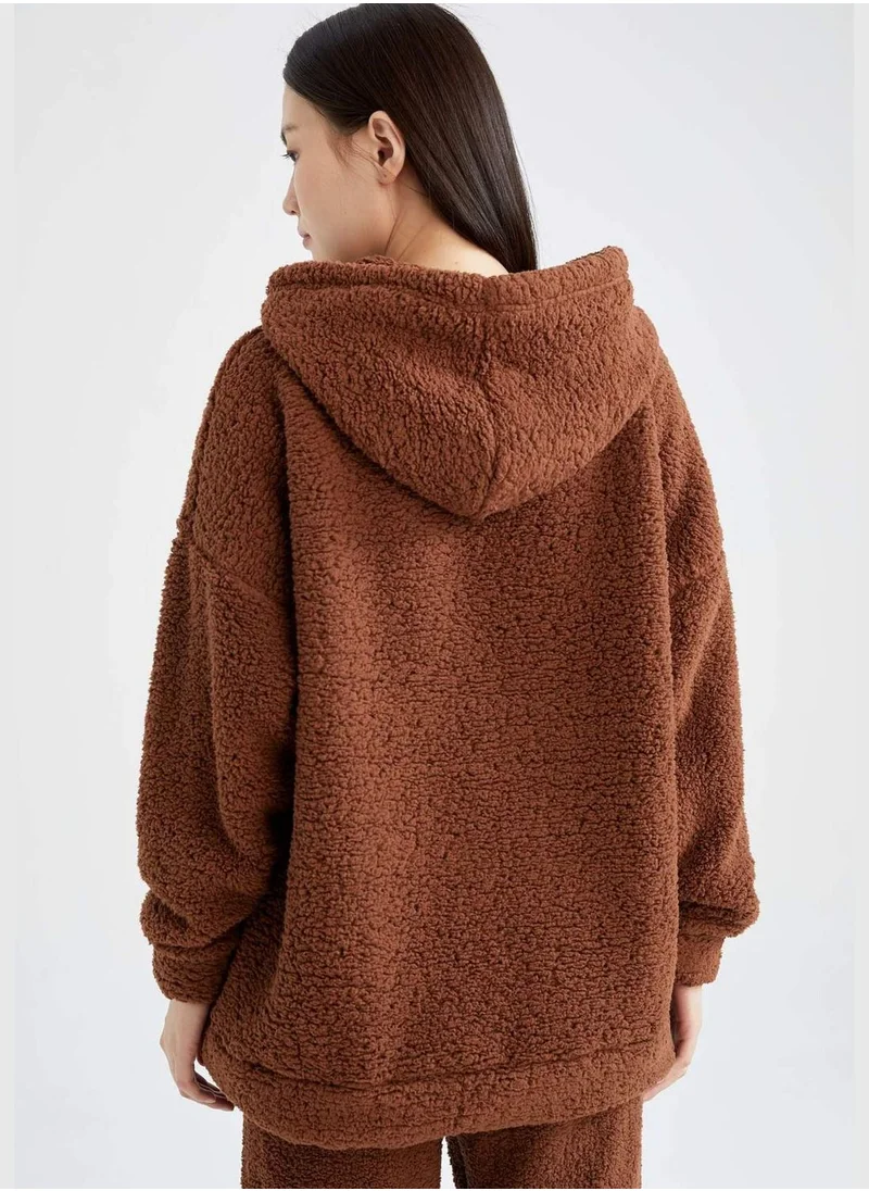 DeFacto Oversize Long Sleeve Sweatshirt With Kangaroo Pockets