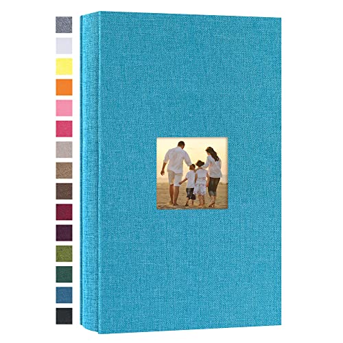 potricher Small Photo Album 4x6 300 Photos Linen Cover Picture Photo Book for Family Wedding Anniversary Baby Vacation (Blue,300 Pockets) - Image 1