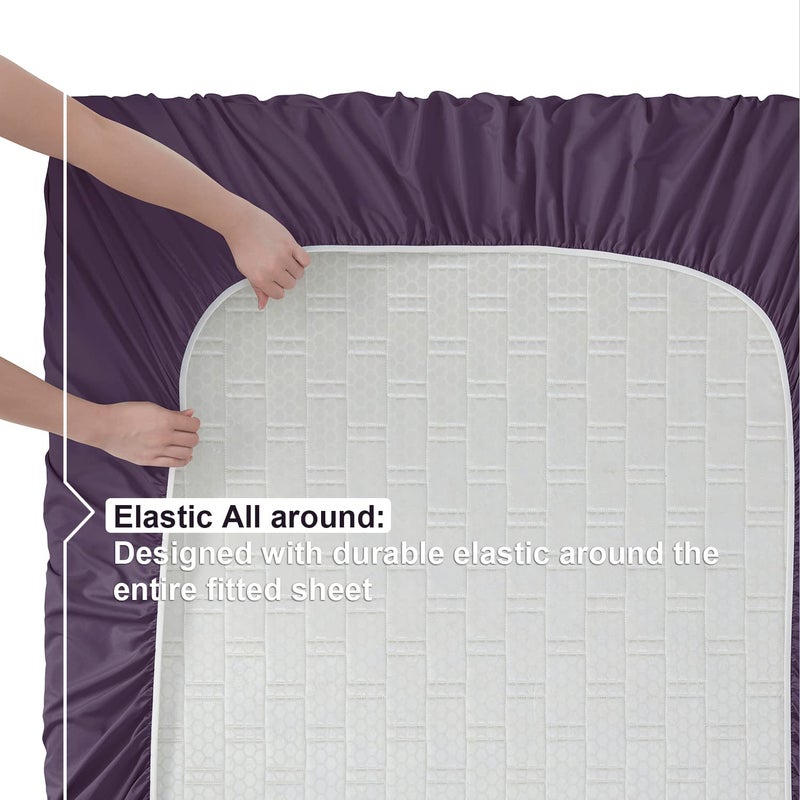 Nestl Cal King Sheets Set - 4 Piece California King Sheets  Extra Soft Double Brushed Cal King Size Sheets  Cal Sheets for King Size Bed  Purple Cal King Bed Sheets