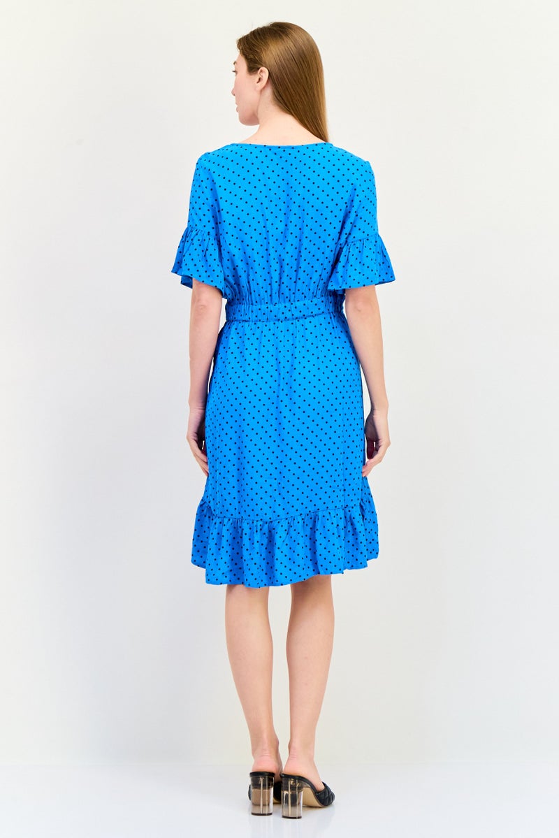 ONLY Women Polka Dot Mini Dress, Blue - Image 2