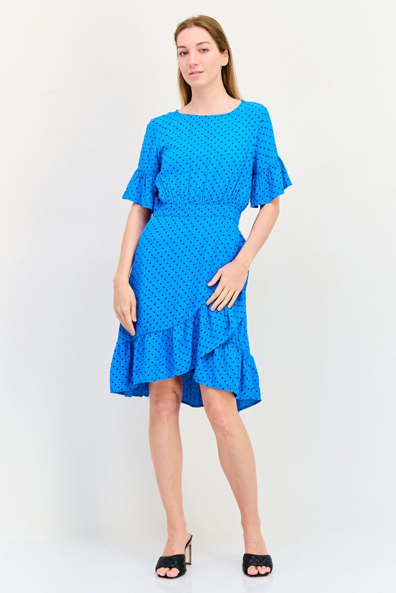 ONLY Women Polka Dot Mini Dress, Blue - Image 3