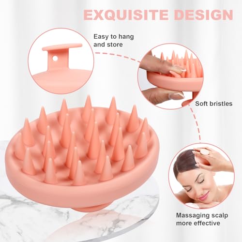Meartchy Silicone Scalp Massager, Scalp Scrubber for Hair Growth with Soft Bristles, Scalp Exfoliator Brush Dandruff Removal Shampoo Brush for Wet Dry Scalp Care (Pale Pink) - Image 3