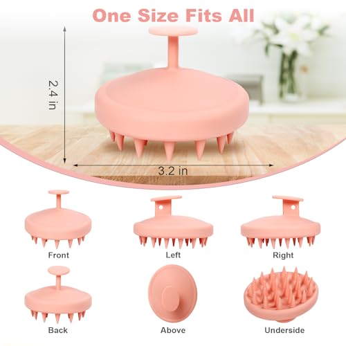 Meartchy Silicone Scalp Massager, Scalp Scrubber for Hair Growth with Soft Bristles, Scalp Exfoliator Brush Dandruff Removal Shampoo Brush for Wet Dry Scalp Care (Pale Pink) - Image 2