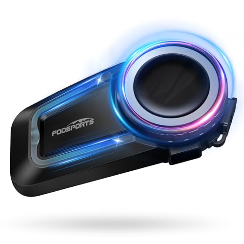 Fodsports FX7 10 Riders Mesh Motorcycle Bluetooth Headset, Dual Chips V5.4 Helmet Bluetooth Headset with Audio Multitasking, Music Share, Motorcycle Intercom with CVC & ENC Noise Reduction, FM, 1 Pack - Image 1