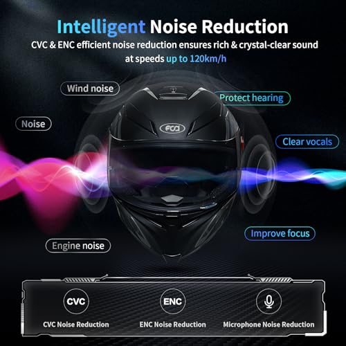 Fodsports FX7 10 Riders Mesh Motorcycle Bluetooth Headset, Dual Chips V5.4 Helmet Bluetooth Headset with Audio Multitasking, Music Share, Motorcycle Intercom with CVC & ENC Noise Reduction, FM, 1 Pack - Image 5