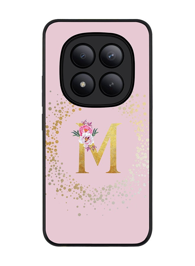 For Xiaomi Redmi Note 15 Pro+ / Poco M8 Pro Case,Slim fit Camera Protection, Shockproof Thin Phone cover  - Custom Monogram Floral - M  (Pink )