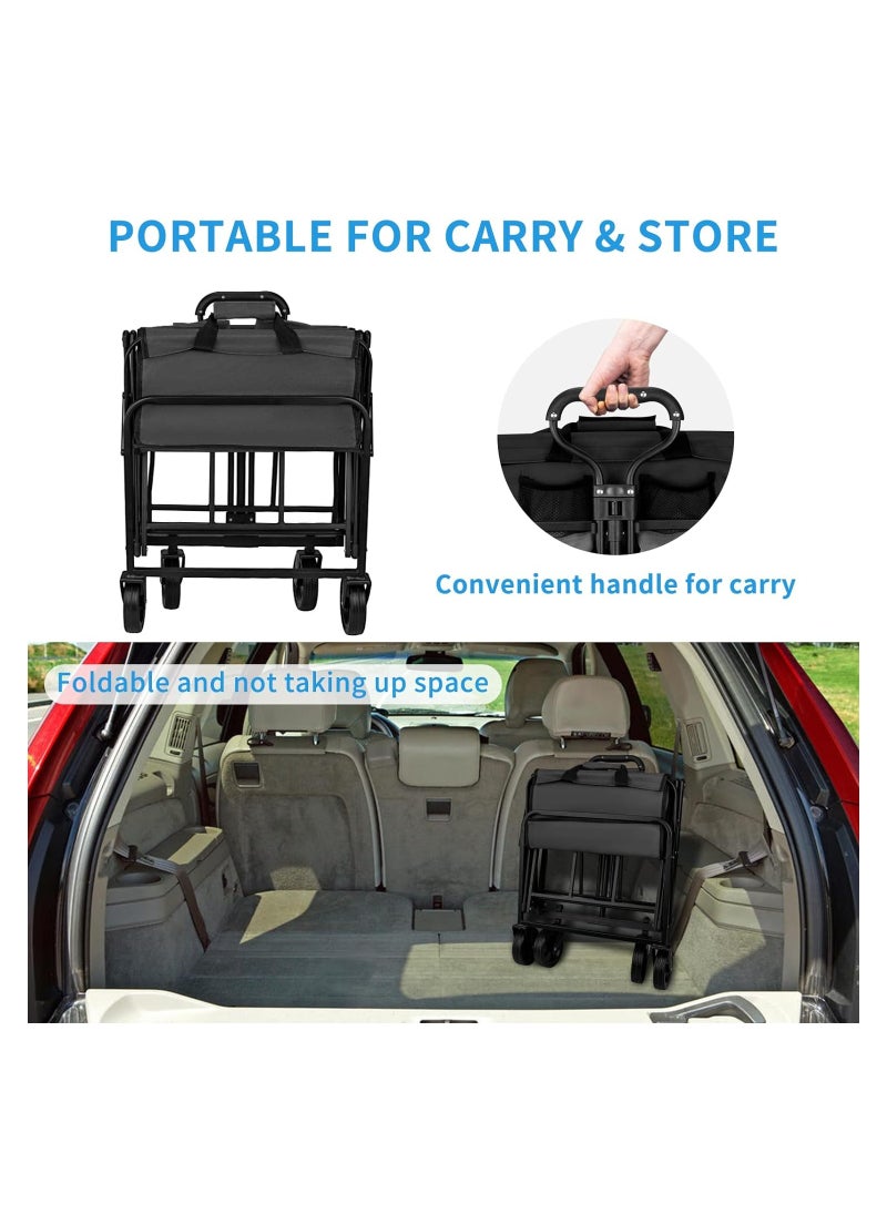 Generic Heavy Duty Collapsible Wagon ​Lightweight Folding Wagon Utility Wagon Picnic Camping Cart Black  - Image 4